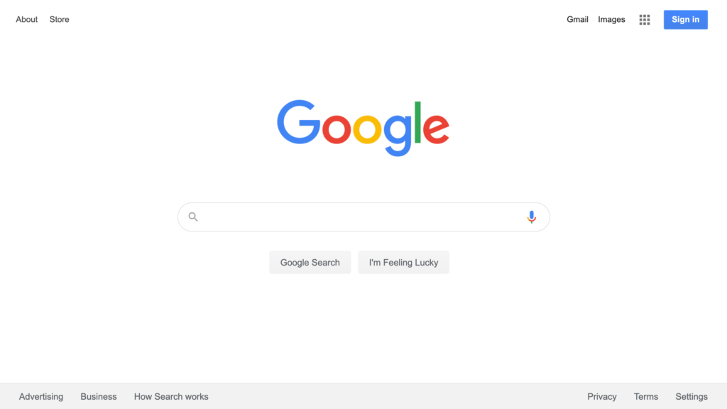 Screen Google home page